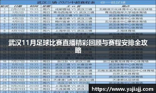 武汉11月足球比赛直播精彩回顾与赛程安排全攻略